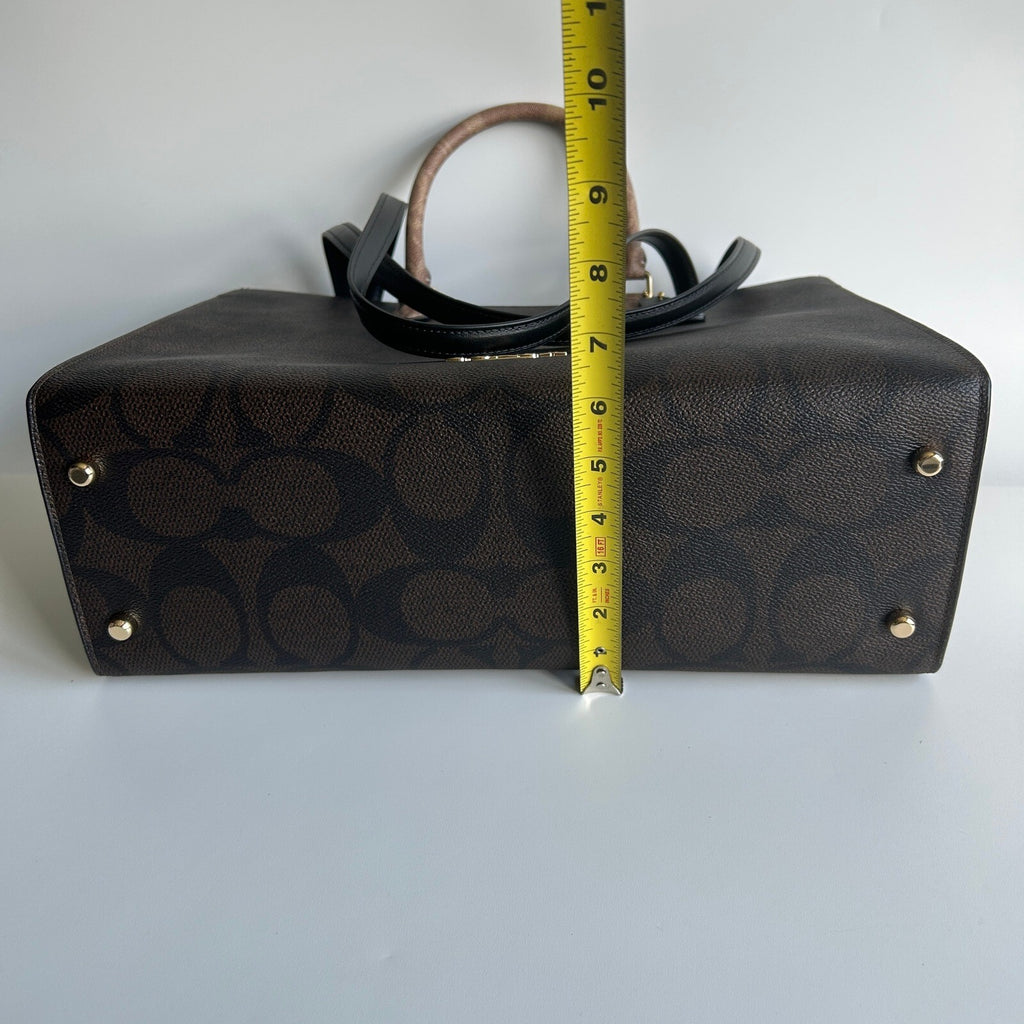 Coach Maggie Large Tote Bag Gold Tan Blocked Signature Canvas CY677