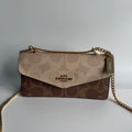 Coach Klare Envelope Crossbody Sand Tan Blocked Signature Canvas Bag CBI99