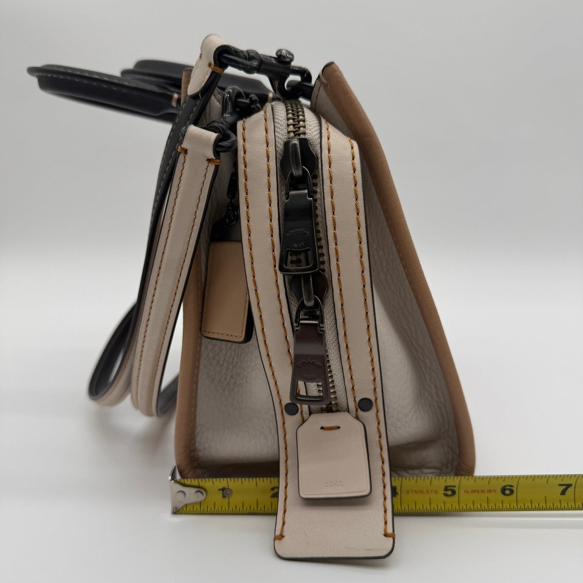 Coach Rogue 25 Beechwood Colorblock Pebbled Leather Satchel Bag 54536