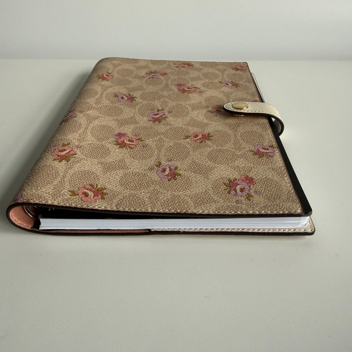 Coach Notebook Cover Sand Multi Signature Canvas Floral Print CA058