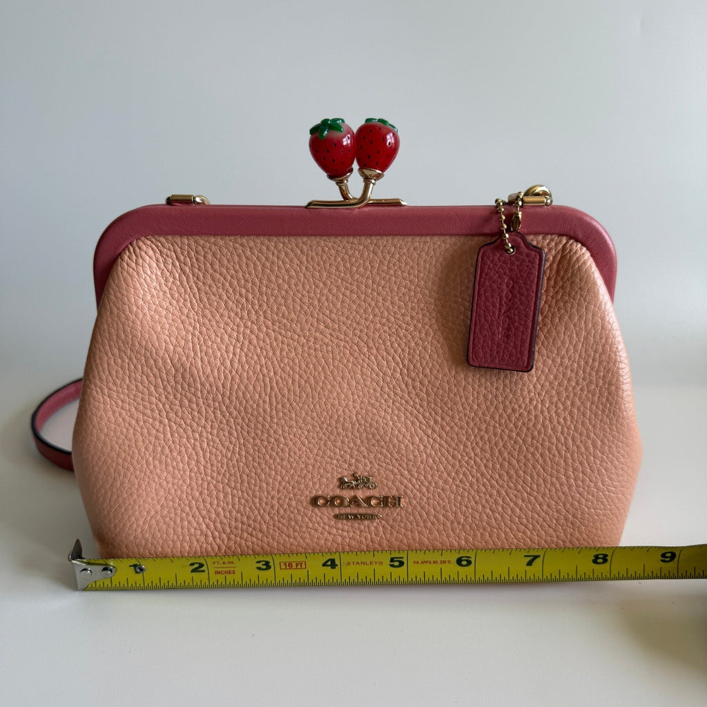 Coach Nora Kisslock Faded Blush Pink Leather Crossbody Bag C8288 Strawberry