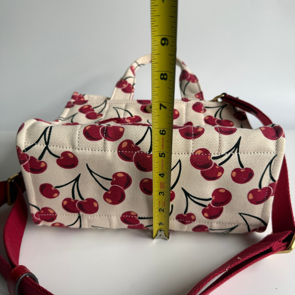 Coach Cargo Tote Bag 26 Chalk Multi Cherry Print Canvas CY935