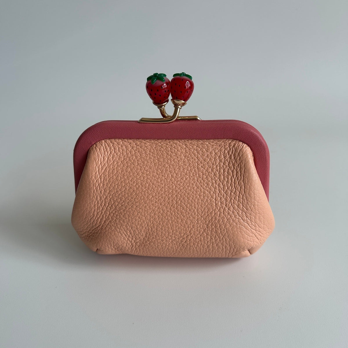 Coach Nora Kisslock Card Case Pink Pebbled Leather Coin Purse C8334