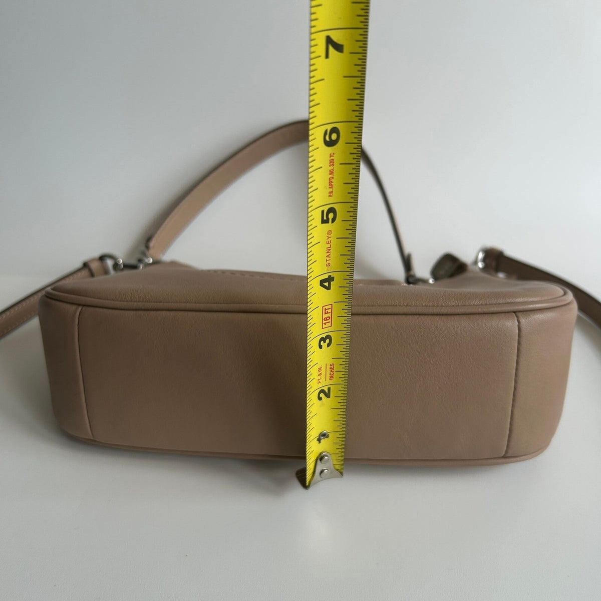 Coach Teri Shoulder Bag Taupe Beige Leather CR099 Debossed C Crossbody