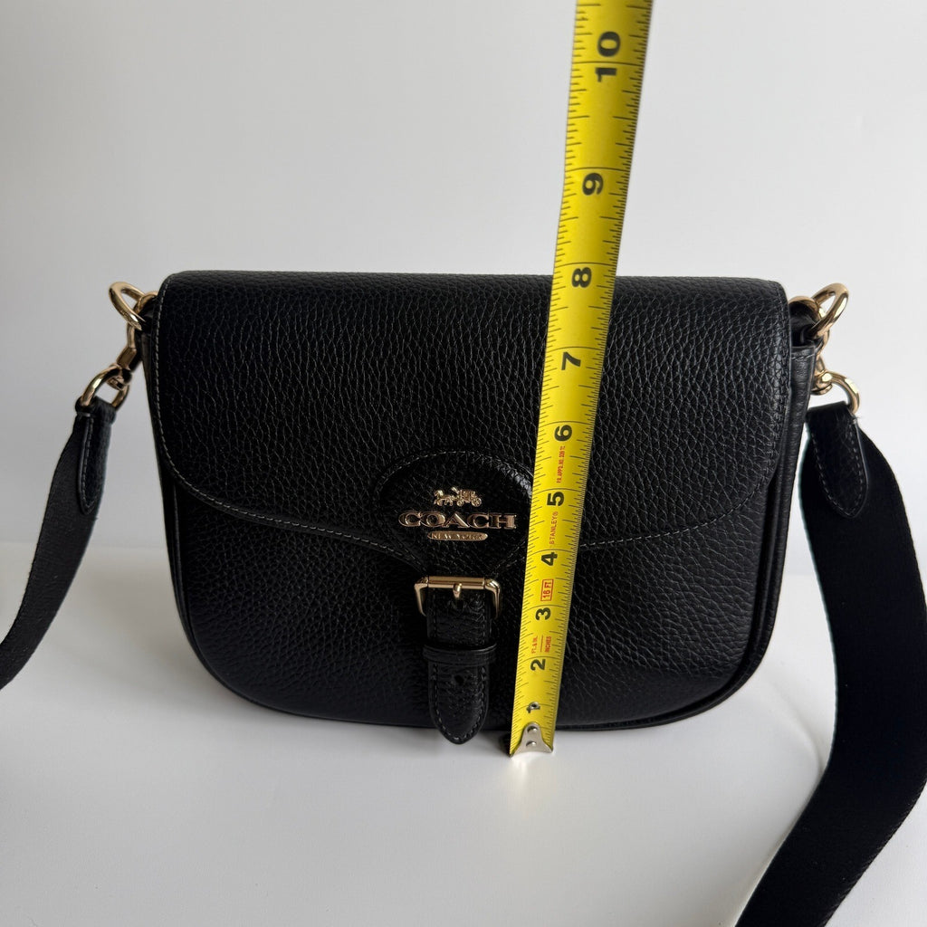 Coach Amelia Saddle Bag Black Soft Pebbled Leather Crossbody CP107