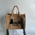 Coach Cargo Tote 26 Straw Natural Tan Crossbody Handbag CAM62