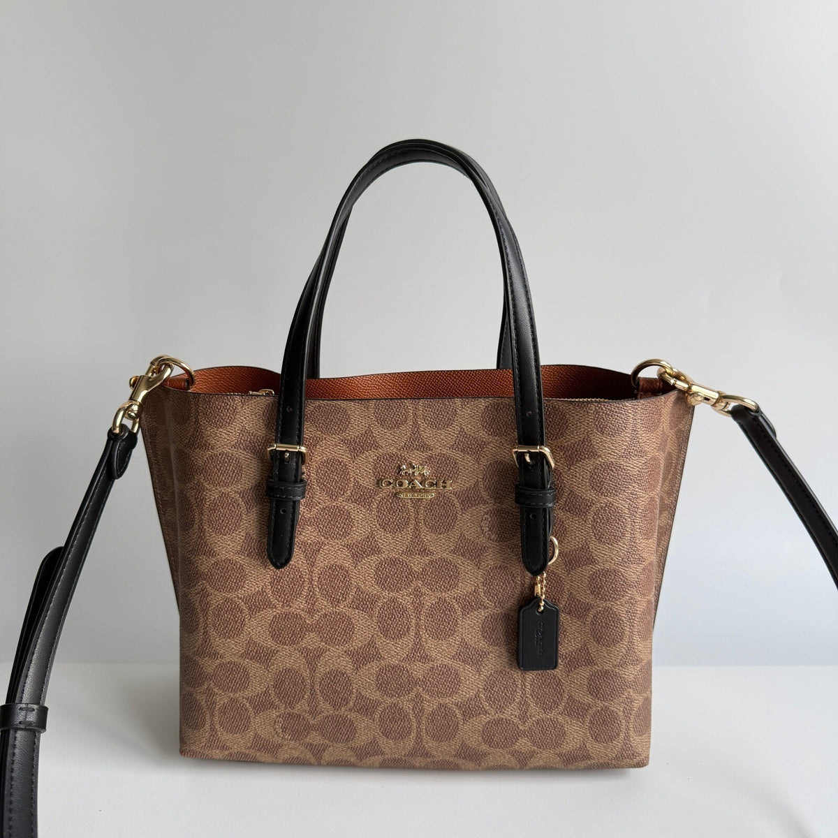Coach Mollie Tote 25 Khaki Brown Signature Canvas Bag C4250