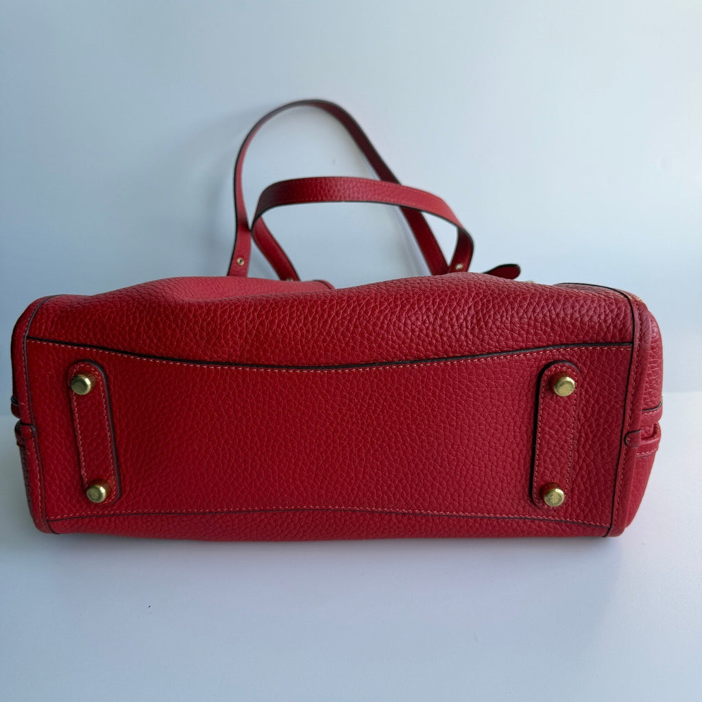 Coach Lori Shoulder Bag Red Orange Pebble Leather C6627 Brass Hardware
