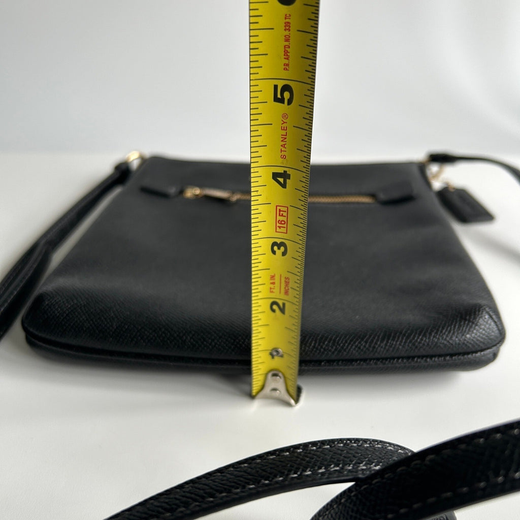 Coach Mini Rowan File Crossbody Shoulder Bag Black Crossgrain Leather CE871