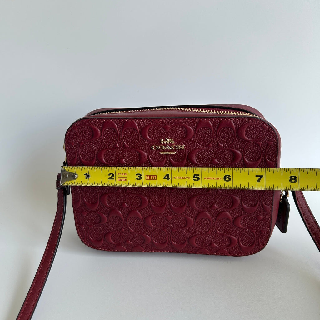 Coach Mini Jamie Crossbody Burgundy Signature Leather Camera Bag CC943