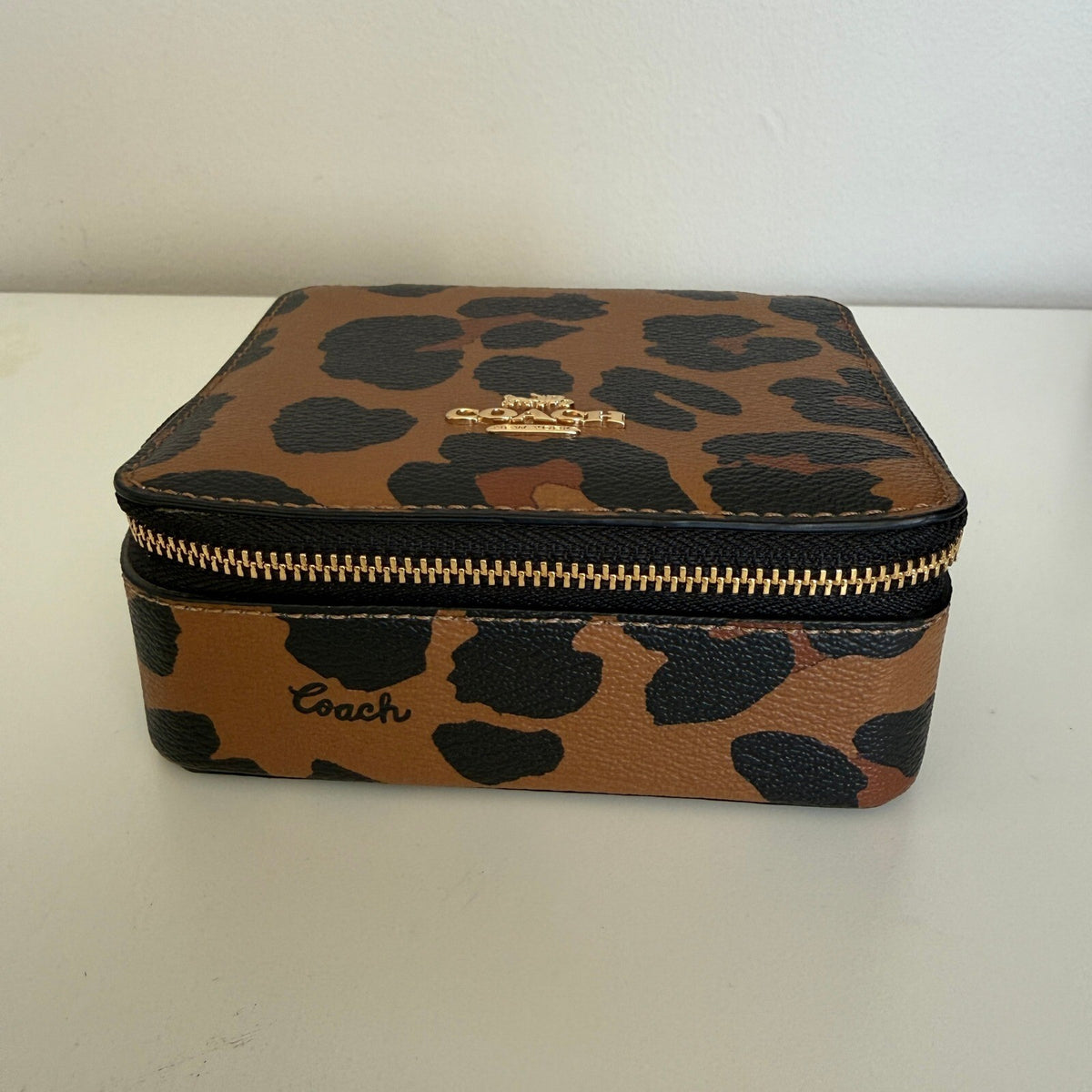 Coach Travel Jewelry Box Leopard Print Canvas Case C8081G Organizer Accessory