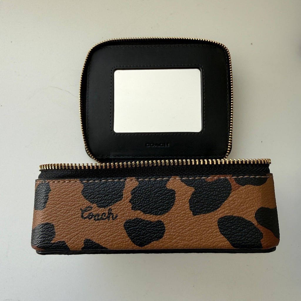 Coach Travel Jewelry Box Leopard Print Canvas Case C8081G Organizer Accessory