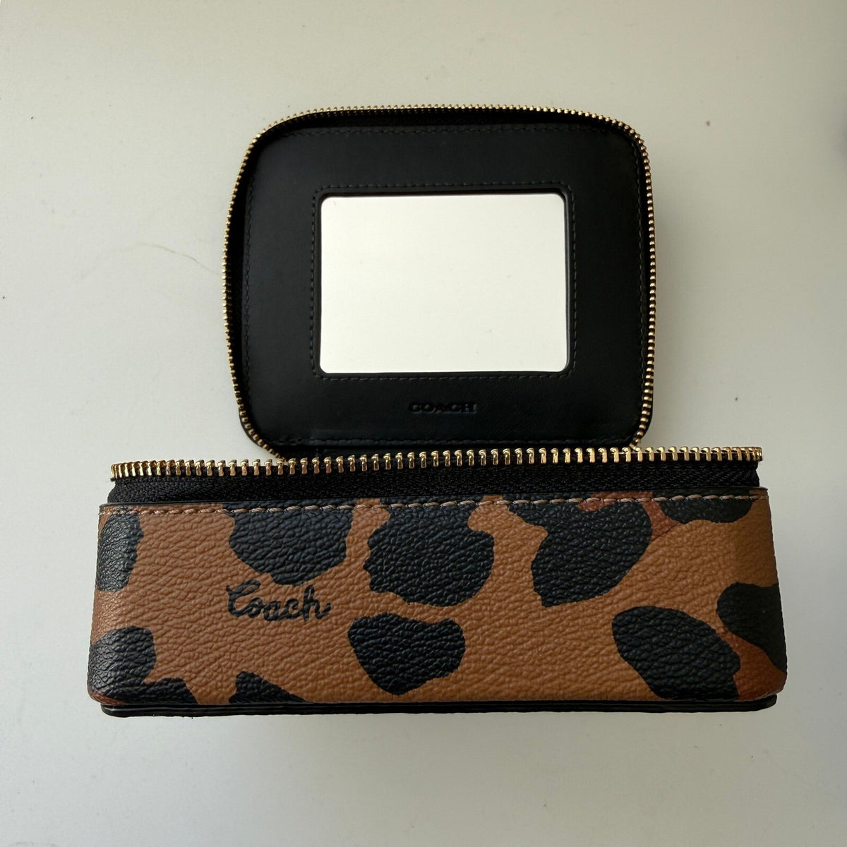 Coach Travel Jewelry Box Leopard Print Canvas Case C8081G Organizer Accessory