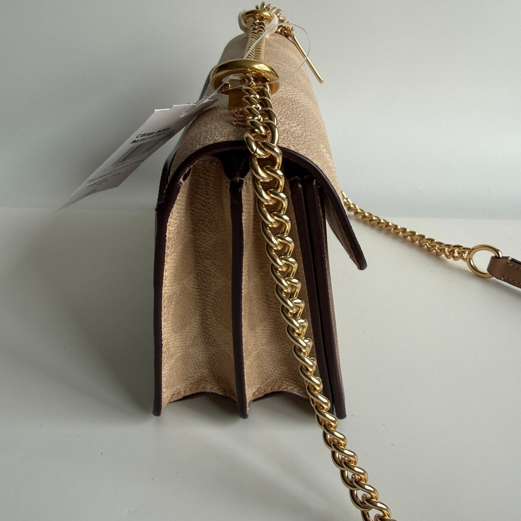 Coach Klare Envelope Crossbody Sand Tan Blocked Signature Canvas Bag CBI99