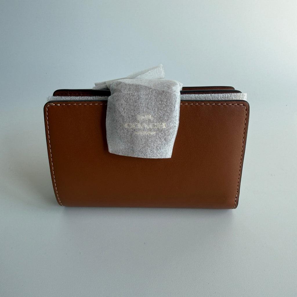 Coach Medium Corner Zip Bifold Wallet Tan Leather CBO32