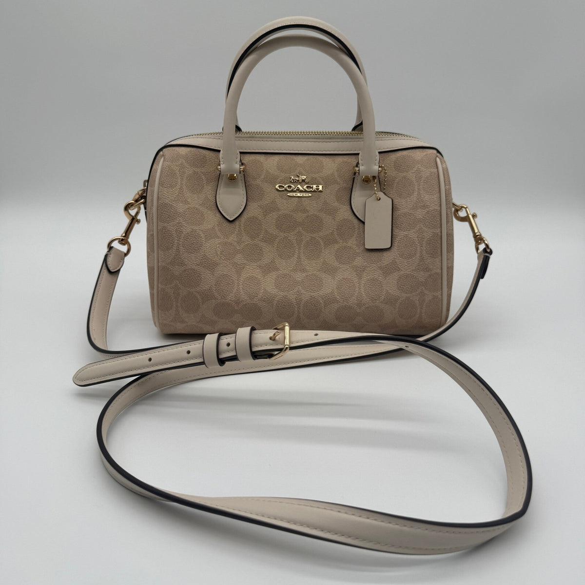 Coach Rowan Satchel Sand Chalk Signature Canvas Bag CV961 Crossbody Handbag