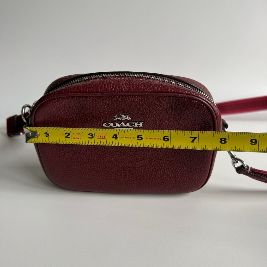 Coach Mini Jamie Camera Bag Burgundy Pebbled Leather Crossbody CH689
