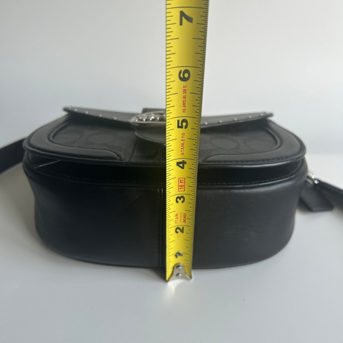 Coach Georgie Saddle Bag Black Colorblock Canvas Leather Rivets C3593