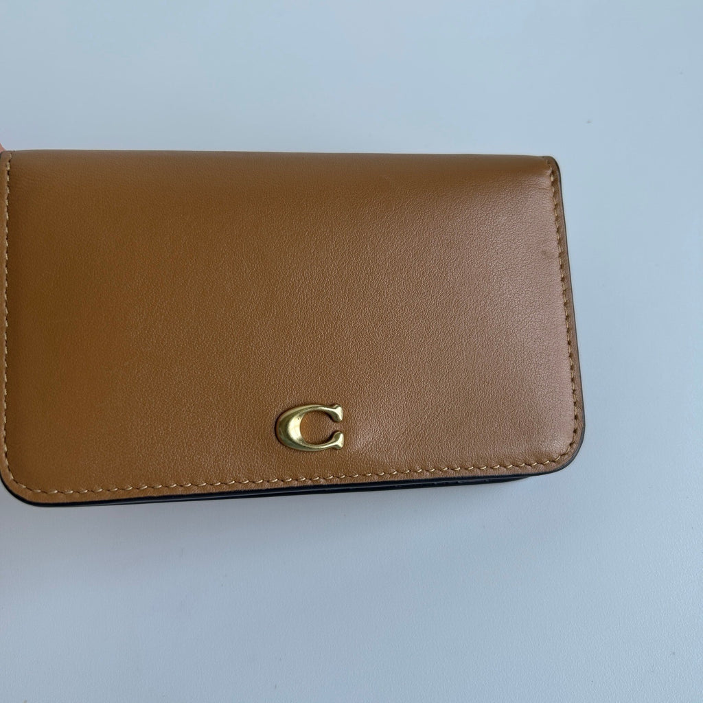Coach Tabby Card Case Saddle Brown Leather Wallet Excellent