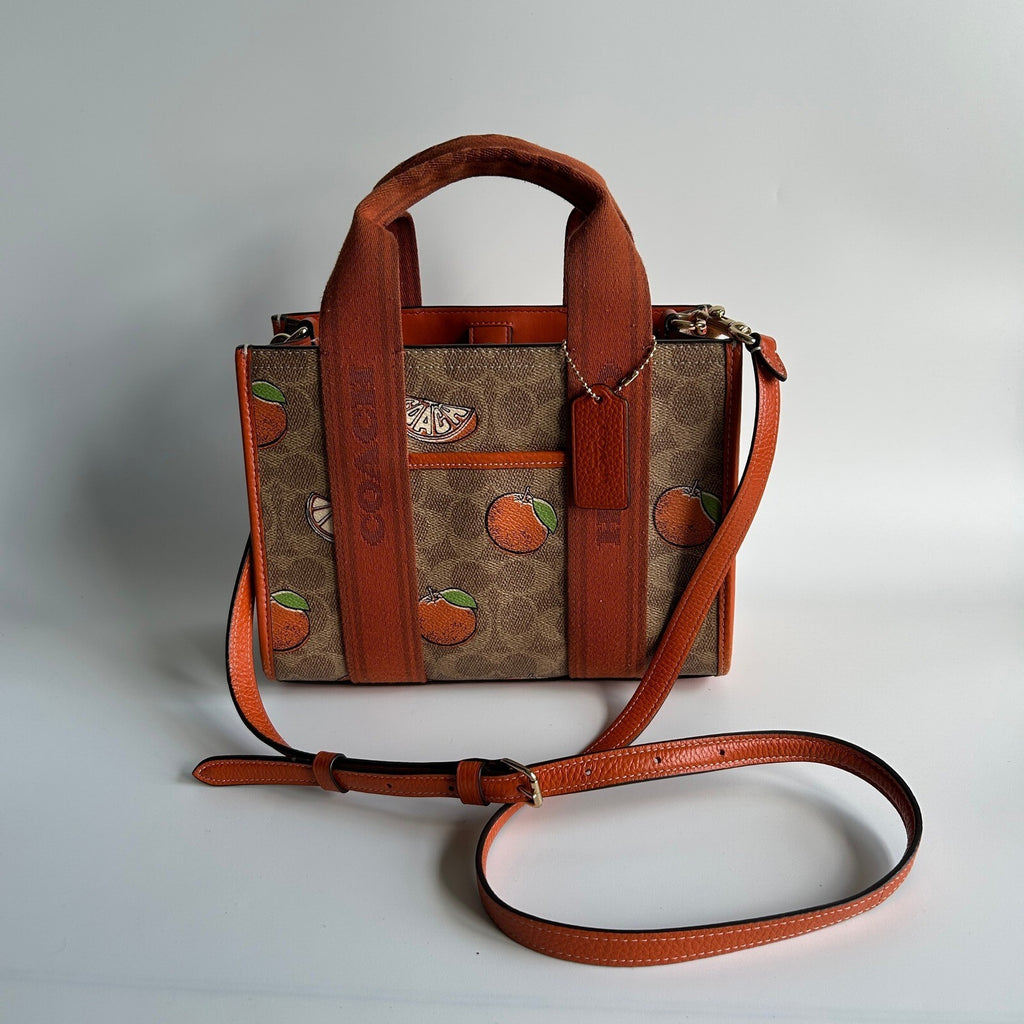 Coach Smith Tote 24 Orange Print Signature Canvas Crossbody Handbag CAR81