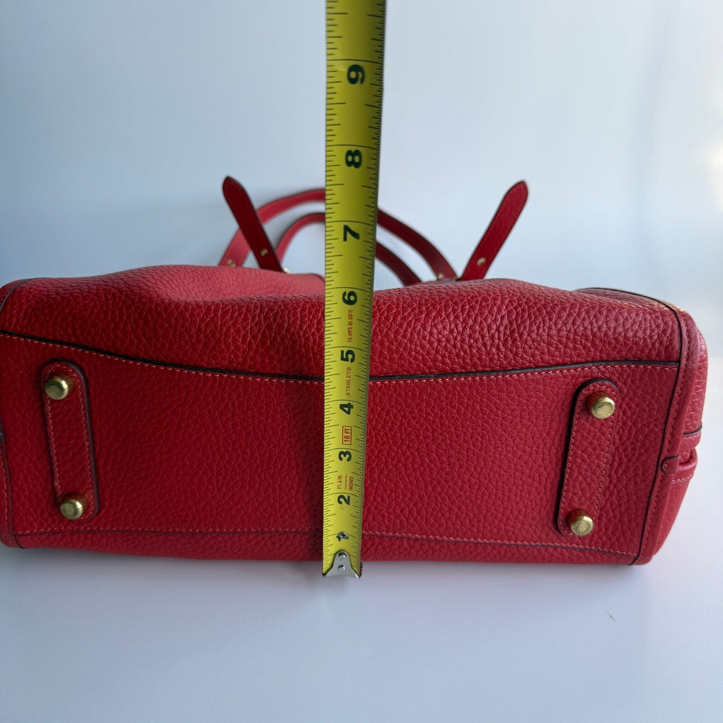 Coach Lori Shoulder Bag Red Orange Pebble Leather C6627 Brass Hardware