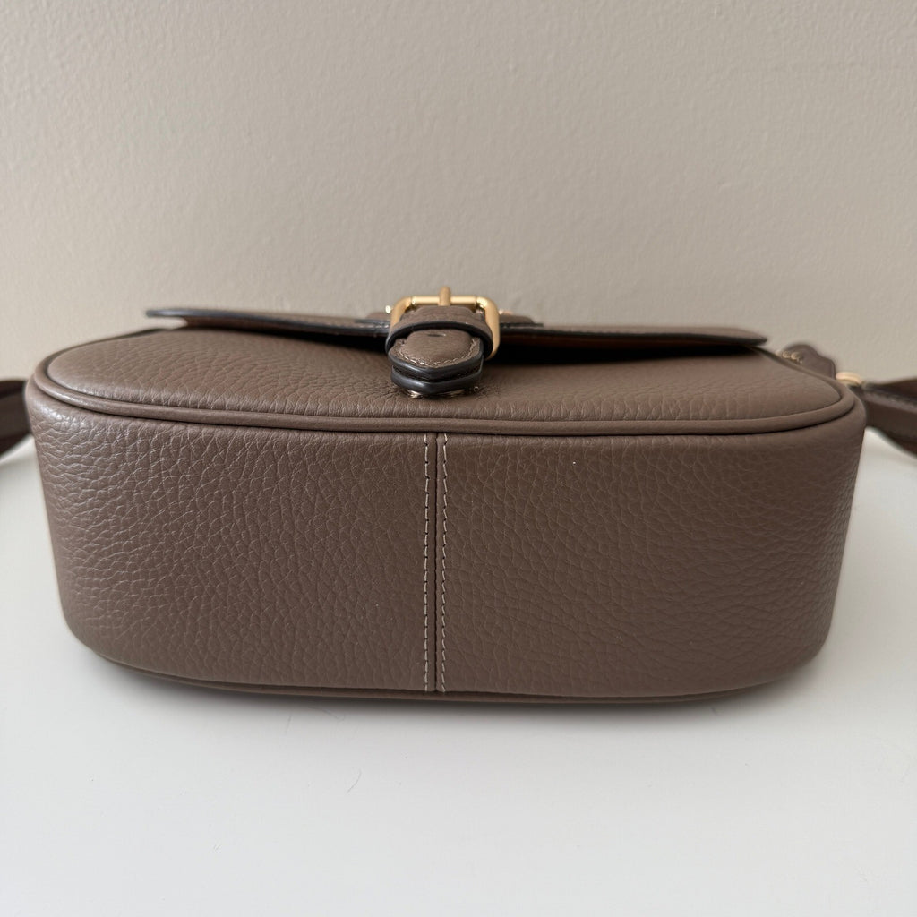 Coach Amelia Saddle Bag Dark Stone Leather Crossbody CP107