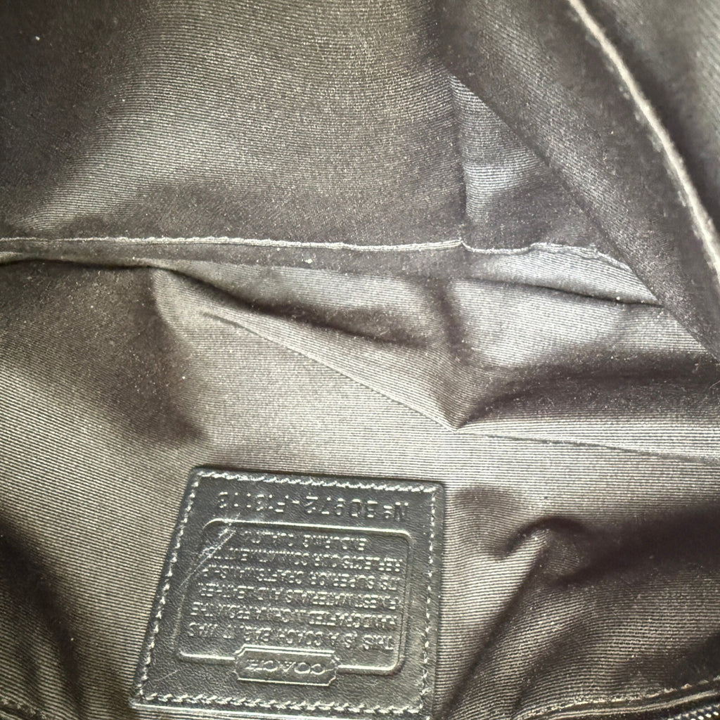 Coach Soho Shoulder Bag Black Gray Jacquard Canvas 11860 Buckle Flap Hobo