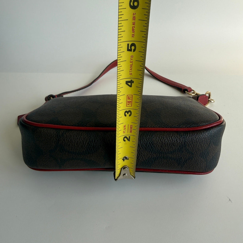 Coach Nolita 19 Brown Red Signature Canvas Shoulder Bag C3308