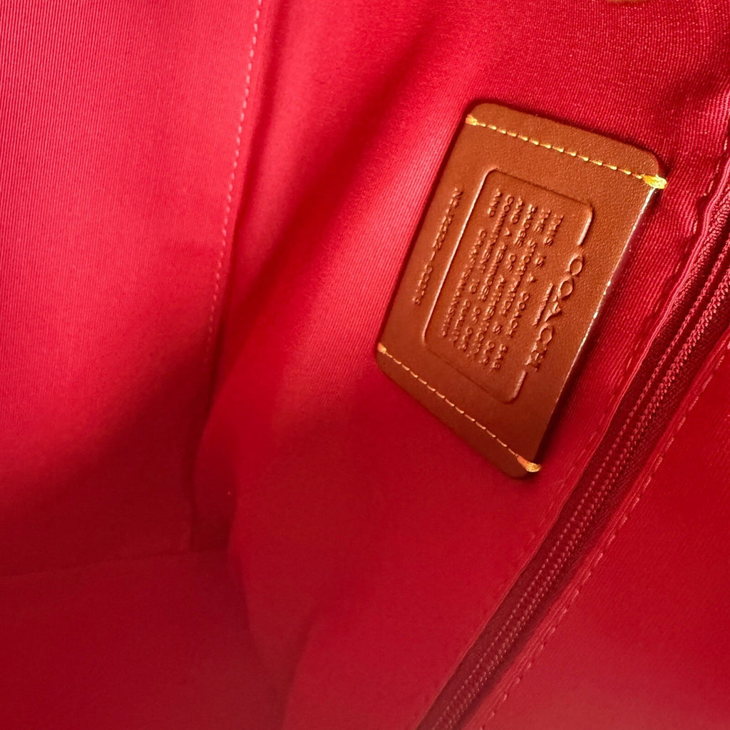 Coach Rowan Satchel Brown Red Signature Canvas Crossbody CV961