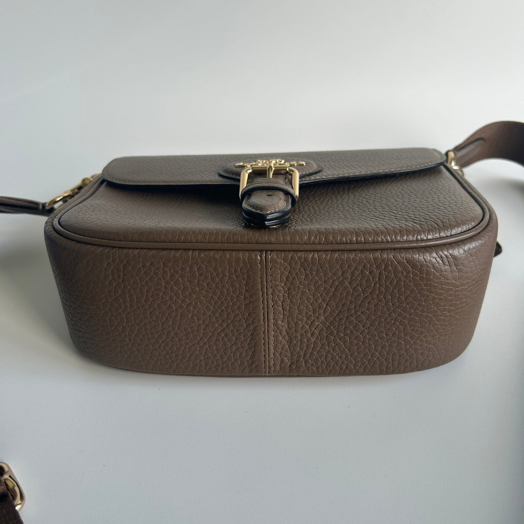 Coach Amelia Saddle Bag Dark Stone Pebbled Leather Crossbody CP107