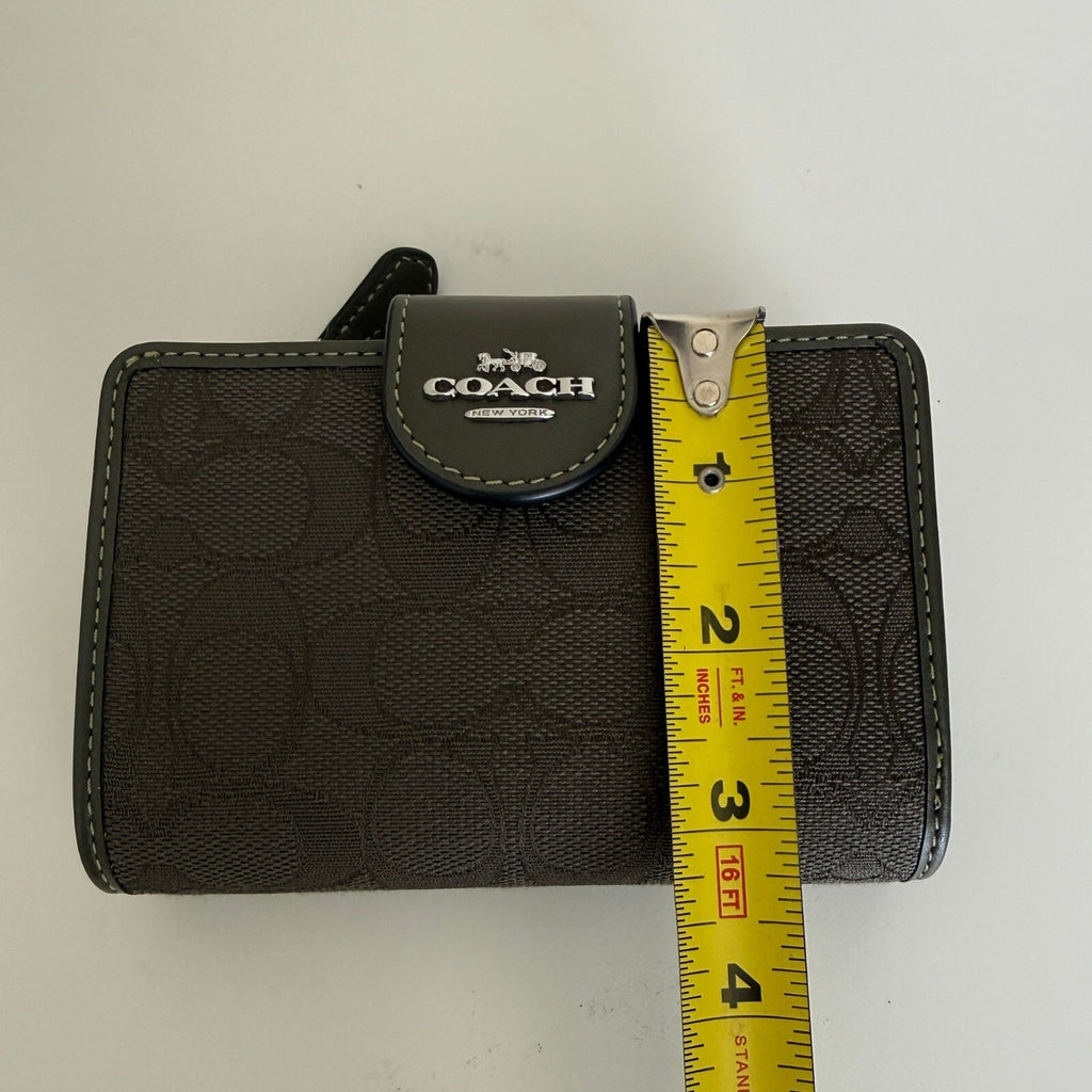 Coach Medium Corner Zip Bifold Wallet Olive Signature Canvas CT922
