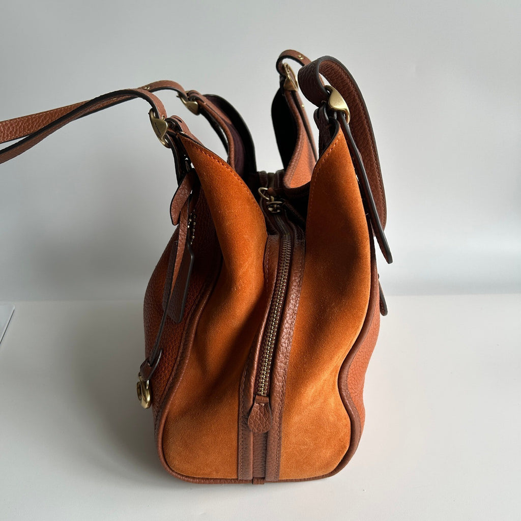 Coach Lori Shoulder Bag Canyon Burnt Orange Mixed Leather Suede C5265