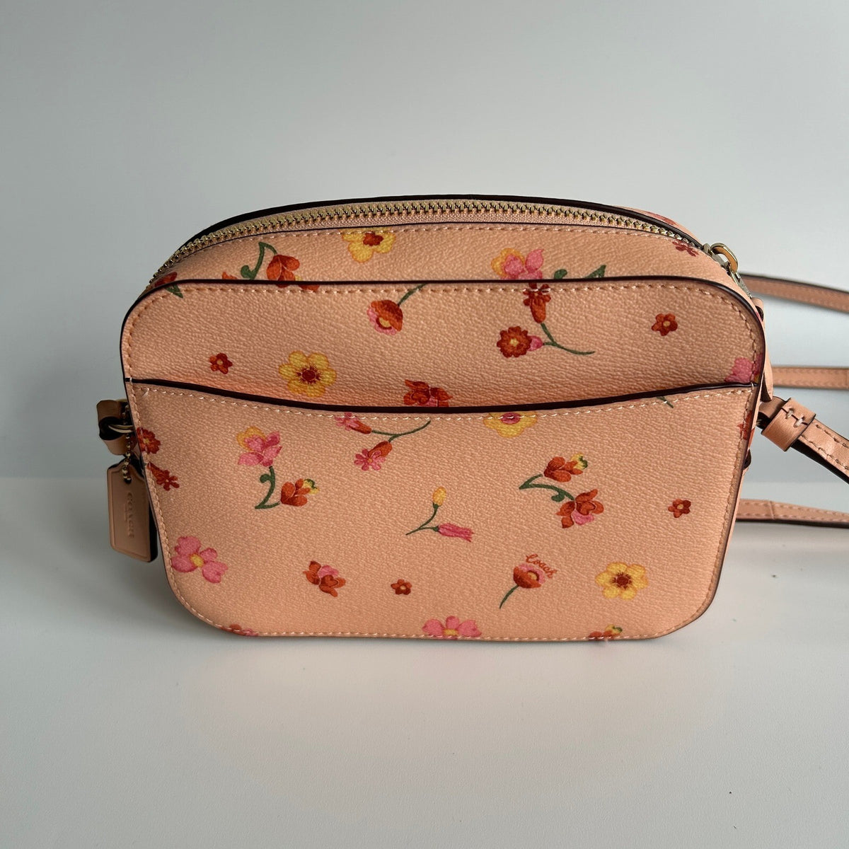 Coach Mini Camera Bag Faded Blush Floral Leather Crossbody C8699