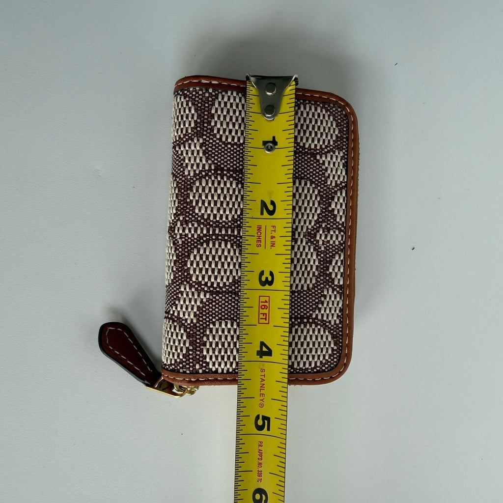 Coach Small Zip Around Wallet Cocoa Burnished Amber Jacquard Leather CAH14