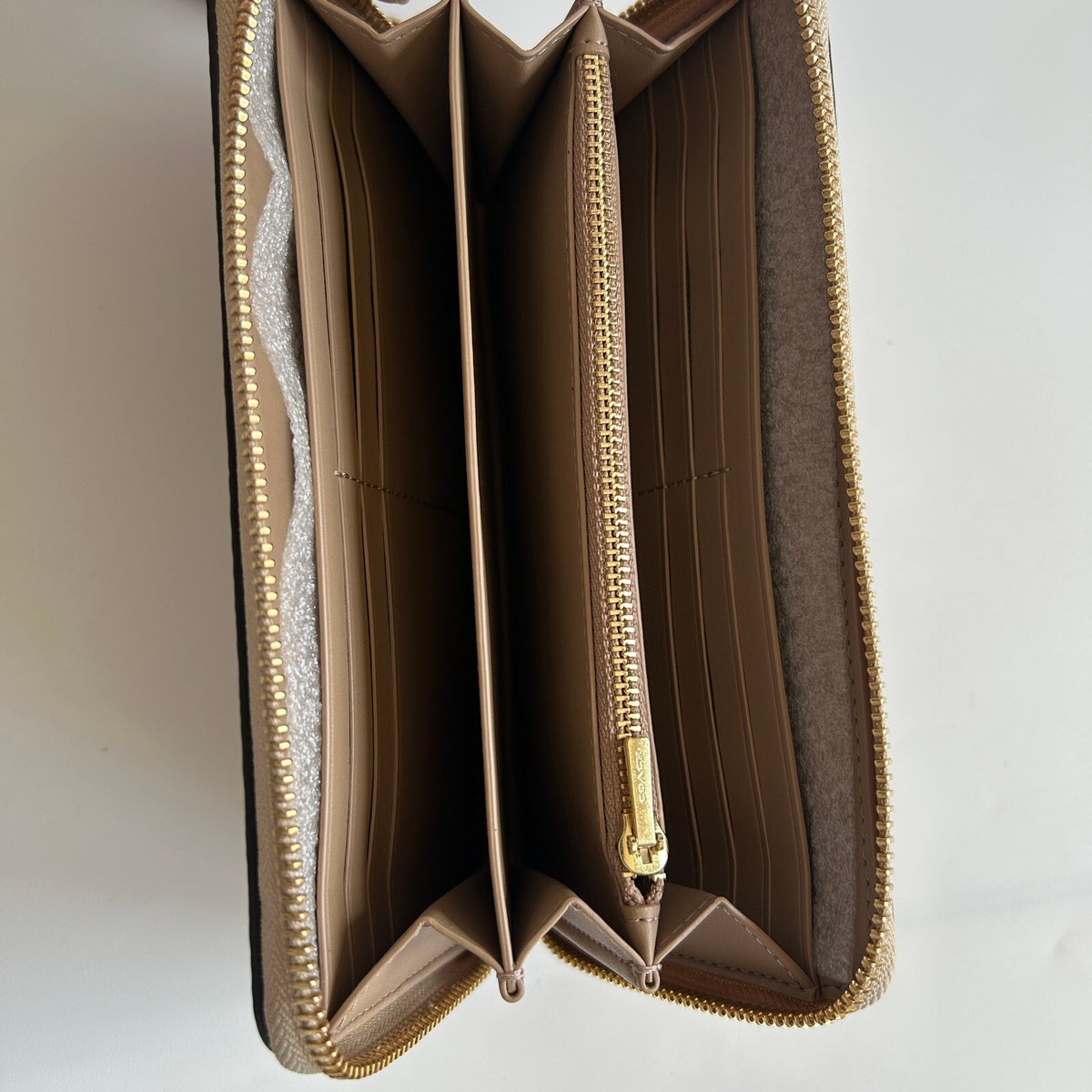 Coach Long Zip Around Wallet Khaki Multi Floral Signature Canvas C4452