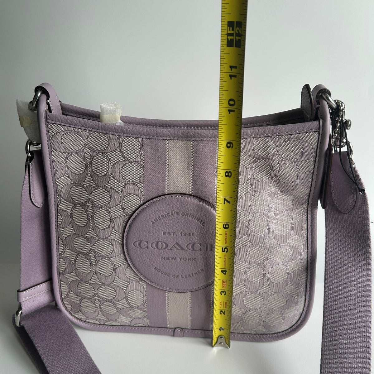 Coach Dempsey File Bag Soft Lilac Signature Jacquard Crossbody CA195
