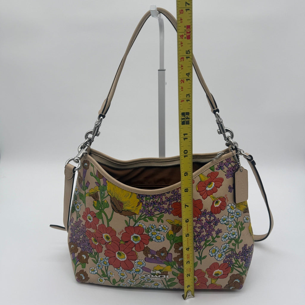 Coach Laurel Shoulder Bag Ivory Multi Pebble Leather Garden Floral Print CT222