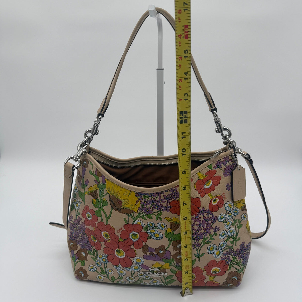 Coach Laurel Shoulder Bag Ivory Multi Pebble Leather Garden Floral Print CT222
