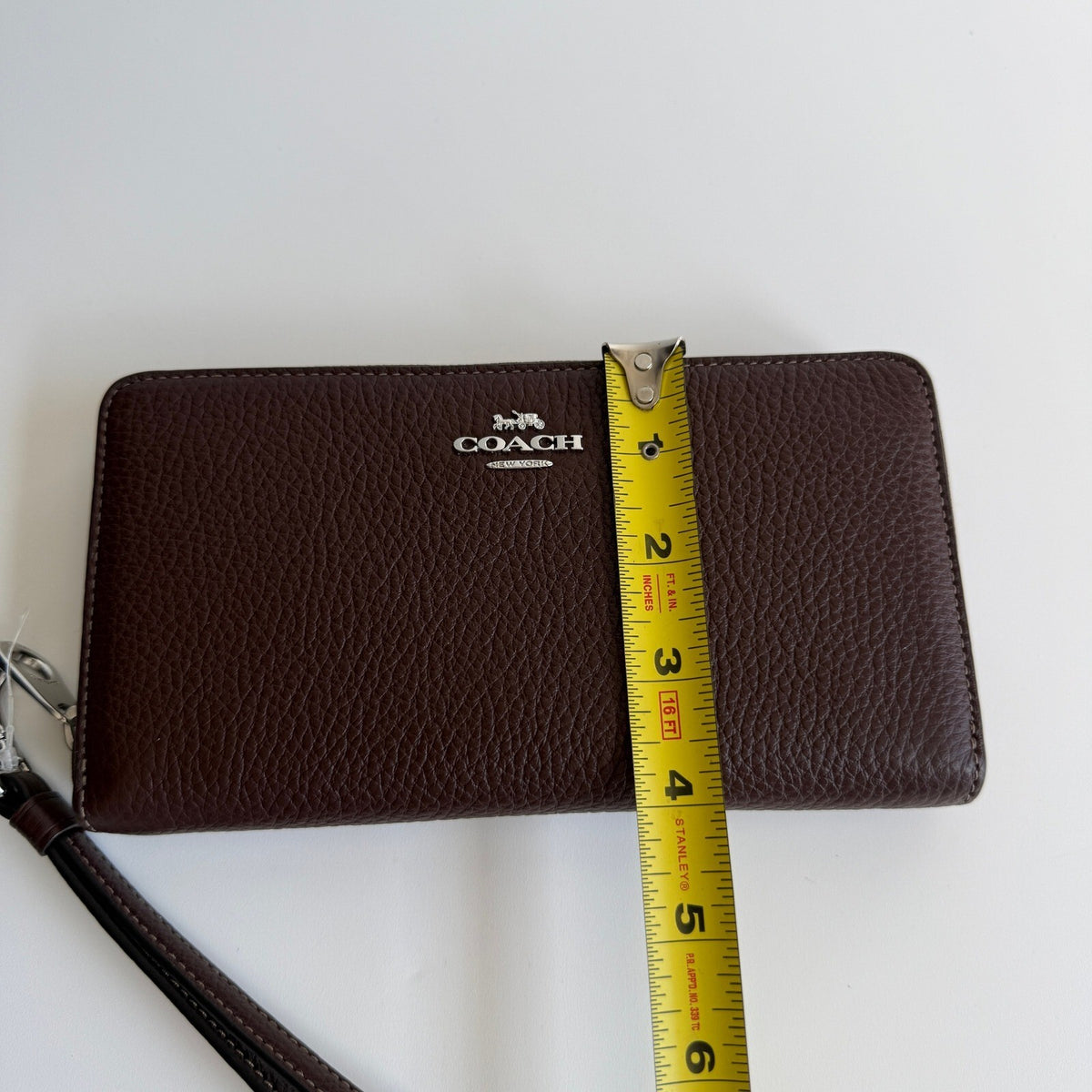 Coach Long Zip Around Wallet Maple Pebbled Leather C4451