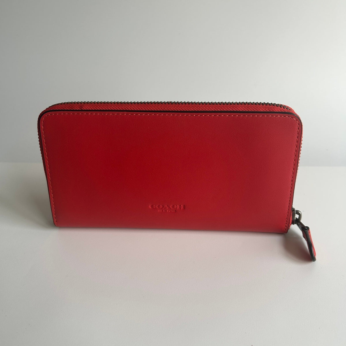 Coach PAC MAN Accordion ZIP Watermelon Leather Wallet F55736
