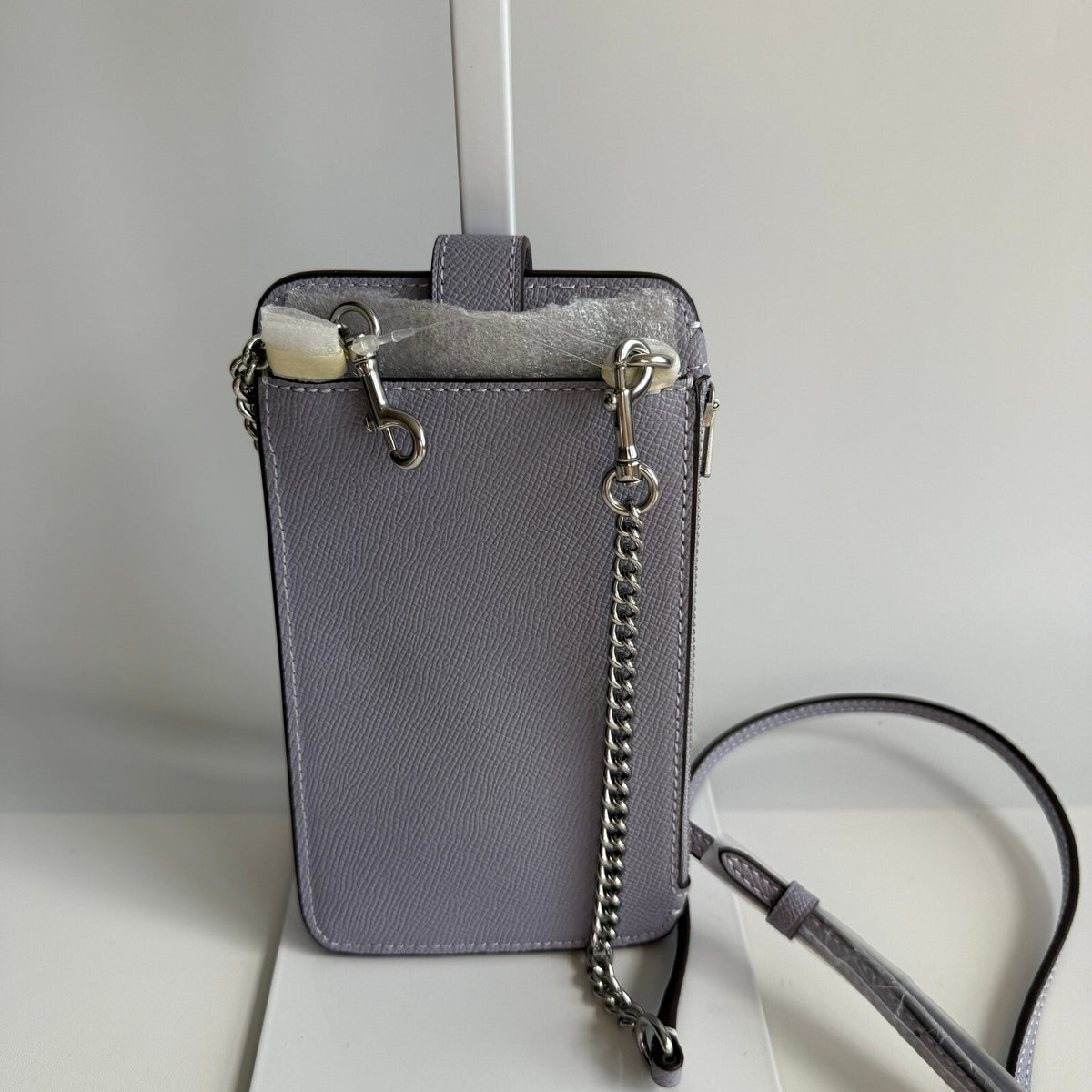Coach North/South Phone Crossbody Mist Purple Crossgrain Leather C6884