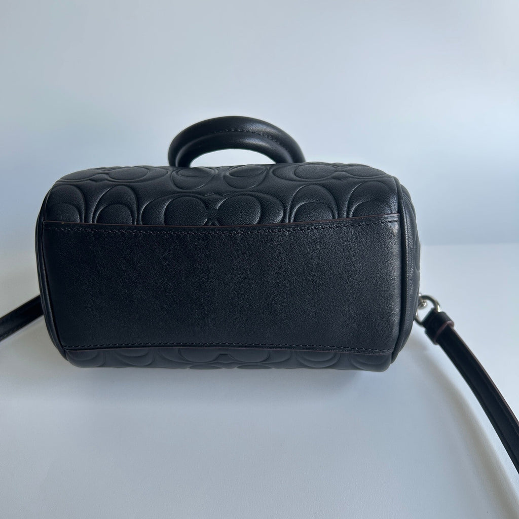 Coach Mini Rowan Black Signature Leather Crossbody Bag CY743