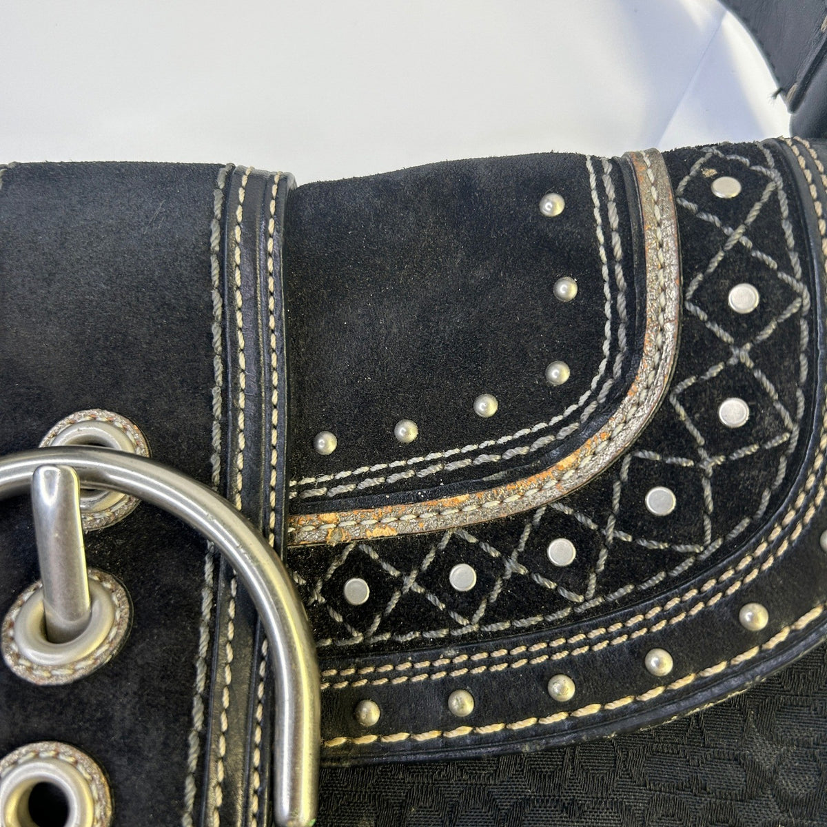 Coach Soho Studded Signature Flap Hobo Black Canvas Leather Bag F11517 Good6
