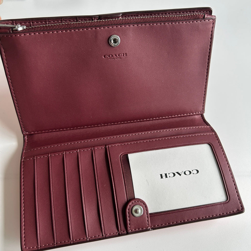Coach Wyn Pink Pebbled Leather Soft Wallet Good2