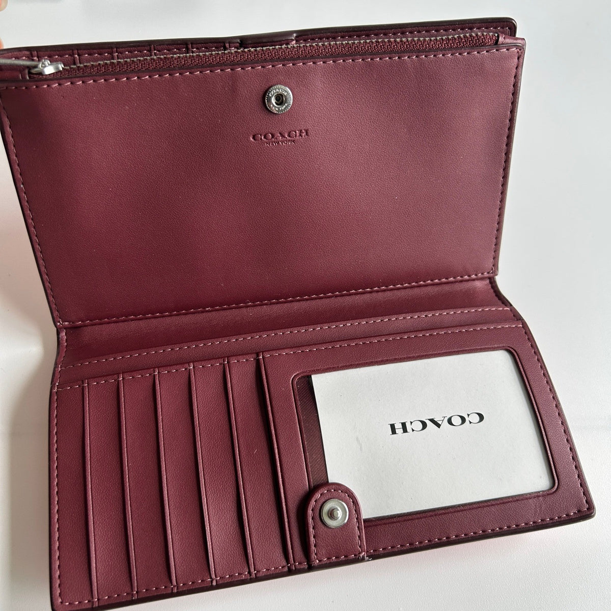 Coach Wyn Pink Pebbled Leather Soft Wallet Good2