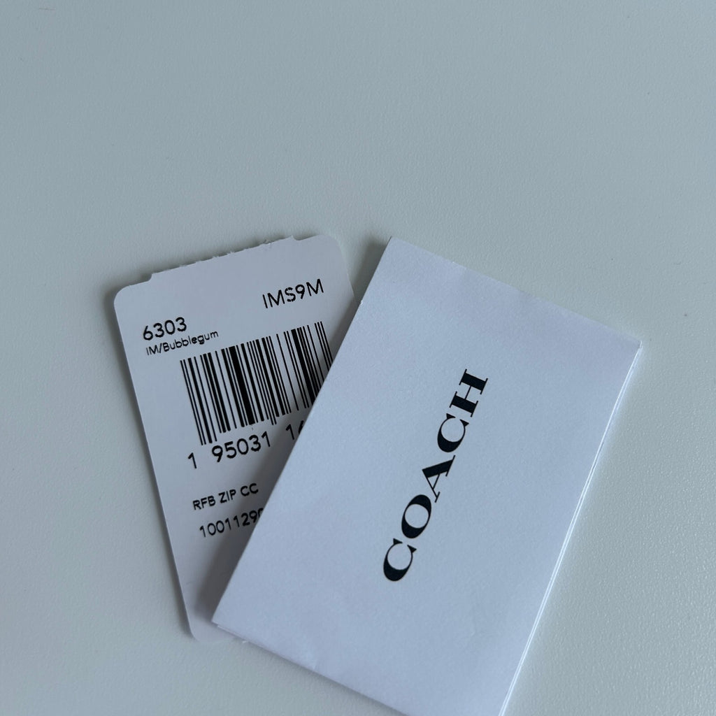 Coach Zip Card Case Peony Pink Pebbled Leather Wallet Gold Chain Strap NWT3
