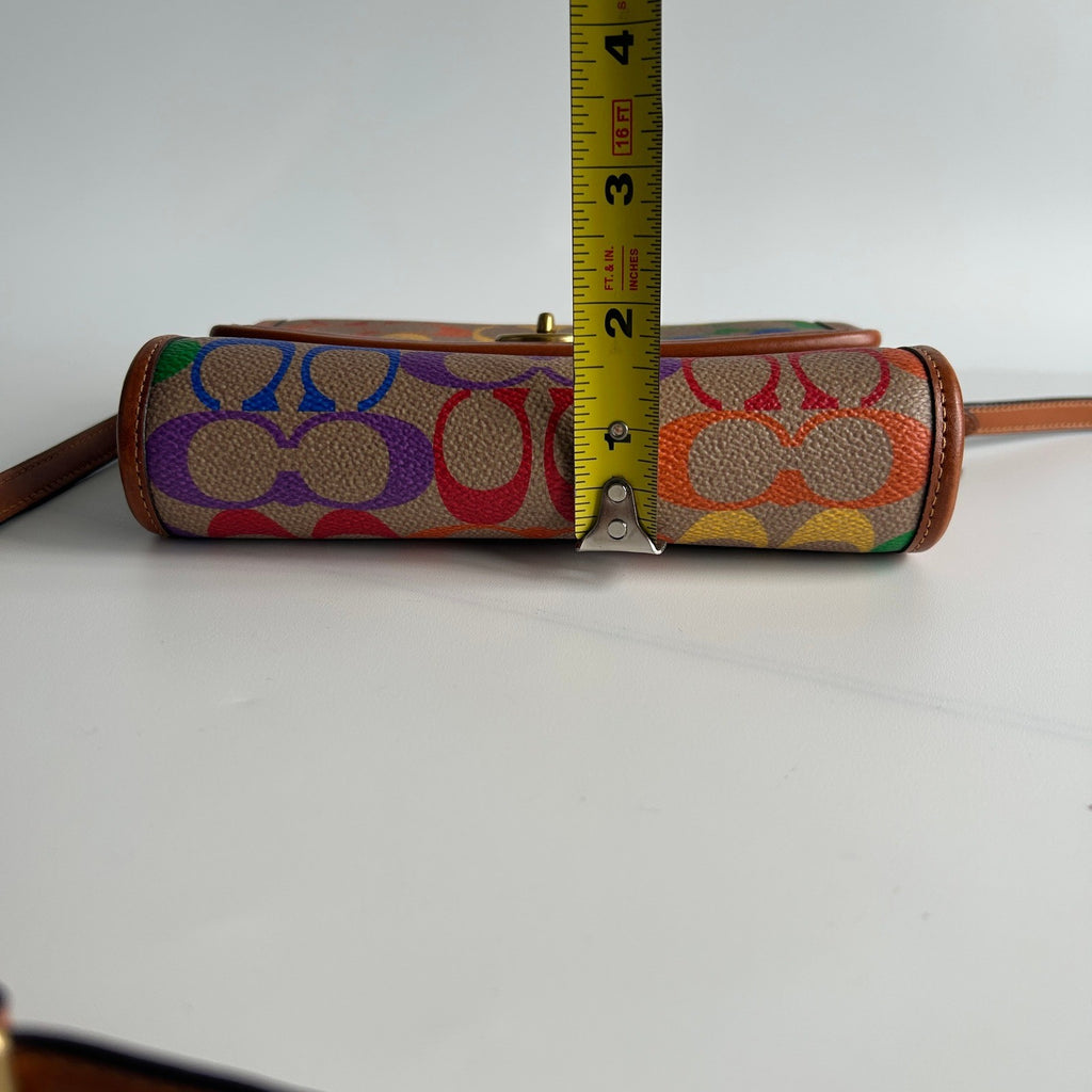 Coach Kip Rainbow Signature Canvas Leather Crossbody Bag Excellent6
