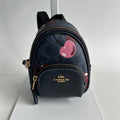 Coach Mini Court Midnight Navy Cherry Signature Canvas Backpack Bag Charm CZ0960