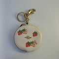 Coach Circular Coin Pouch Chalk White Pebbled Leather Strawberry Excellent0