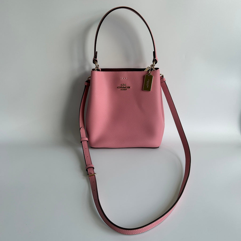 Coach Small Town Bucket Bag Pink Pebbled Leather Shoulder Bag Excellent1
